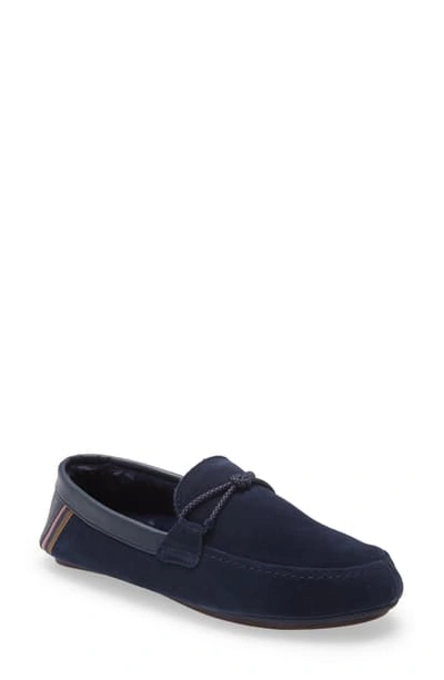 Ted Baker Seffel Faux Fur Lined Slipper In Navy