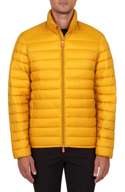 Save The Duck Giga Water Resistant Puffer Coat In Mustard Yellow