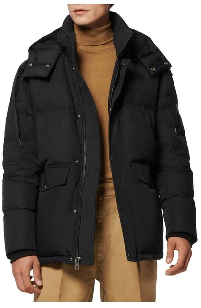 Andrew Marc Rhodes Water Resistant Hooded Puffer Jacket In Charcoal