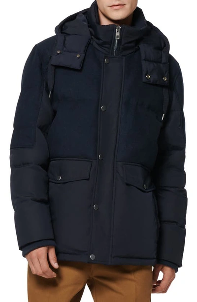 Andrew Marc Rhodes Water Resistant Hooded Puffer Jacket In Ink