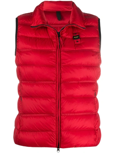 Blauer Zipped Padded Gilet In Red