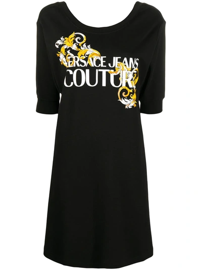 Versace Jeans Couture Logo T-shirt Dress In Black