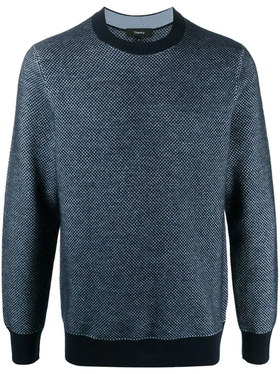 Theory Bird's Eye Knit Sweater In Blue