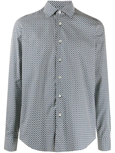 Dell'oglio Geometric Button-down Shirt In Blue