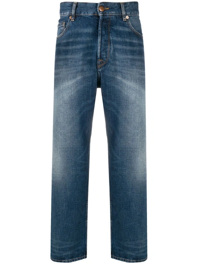 Emporio Armani Logo Patch Cropped Jeans In Blue