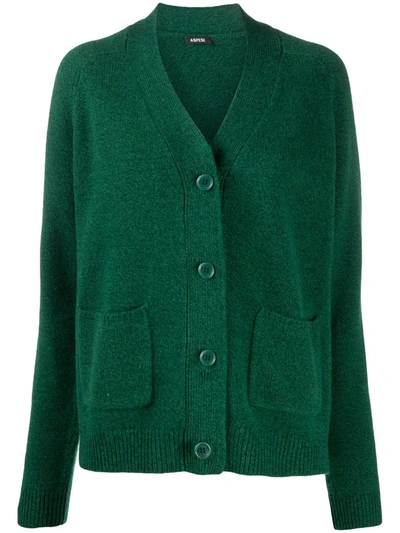 Aspesi Buttoned Wool Knit Jumper In Green