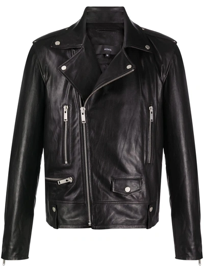 Arma Leather Biker Jacket In Black