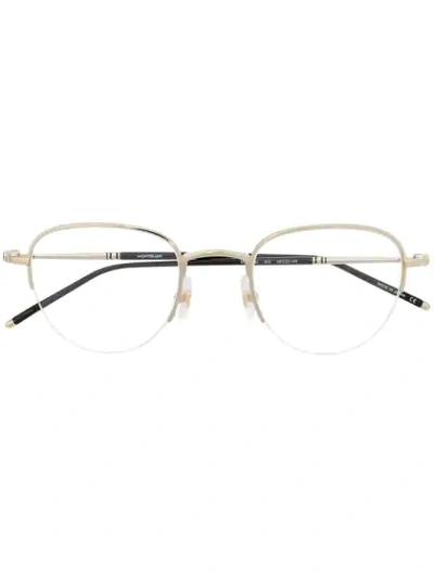 Montblanc Half-rim Round Frame Glasses In Gold
