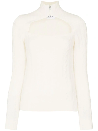 Ganni Cable-knit Cut-out Jumper In Neutrals