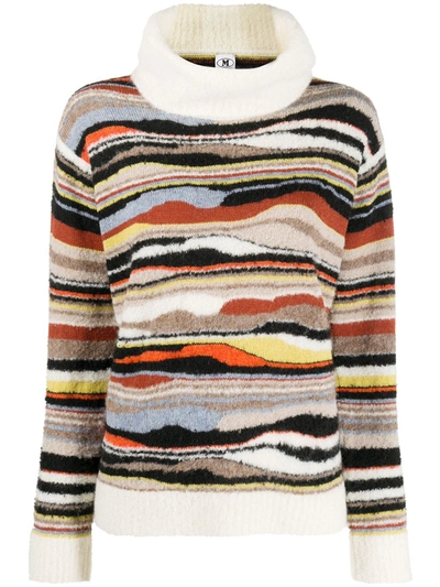 M Missoni Striped Roll Neck Jumper In Multi