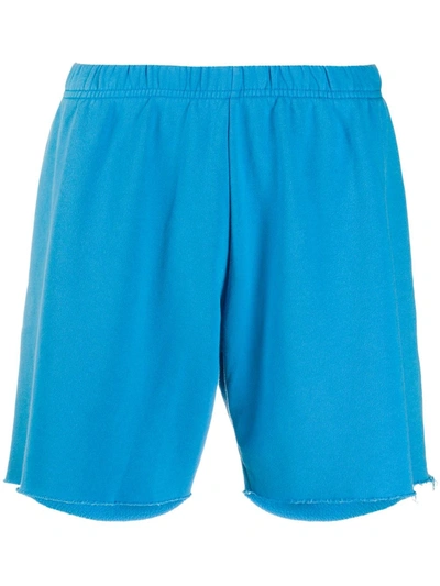 Erl Raw-hem Corduroy Shorts In Blue