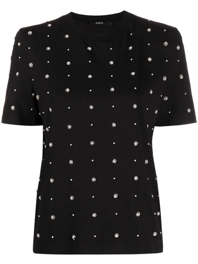 Amen Pearl-embellished T-shirt In Black