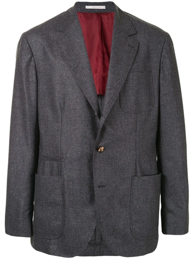 Brunello Cucinelli Straight-fit Blazer In Grey