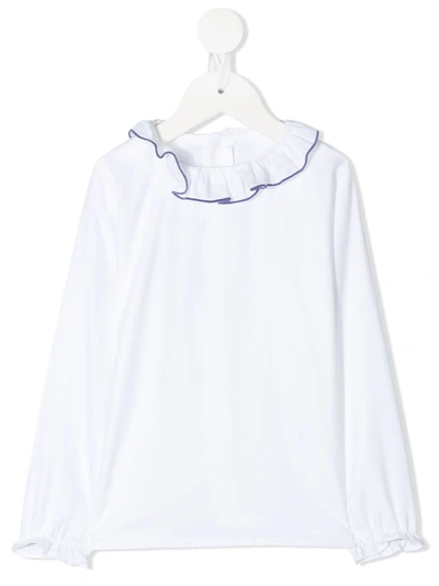 Siola Kids' Ruffled Long-sleeved Top In White