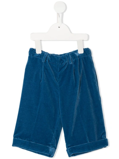 Siola Kids' Ruched Velvet Shorts In Blue