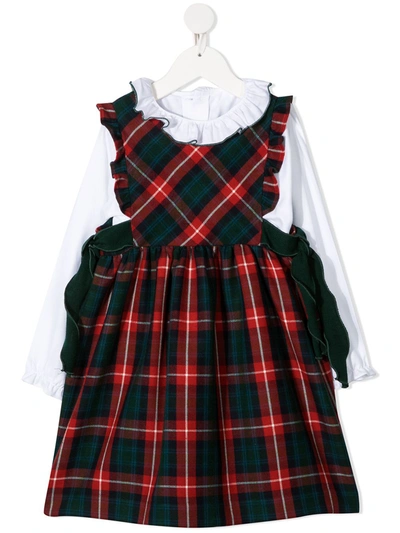 Siola Kids' Check Midi Dress In Red