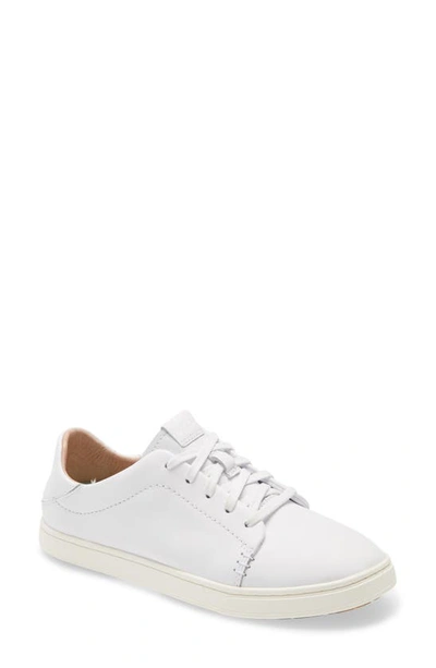 Olukai Pehuea Li 'ili Convertible Trainer In White/ White Leather