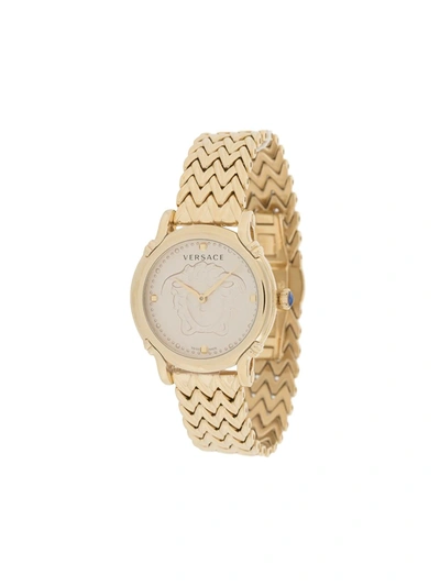 Versace Safety Pin Yellow Goldplated Bracelet Watch