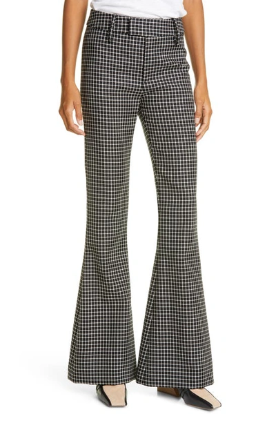 Smythe Check Bootcut Wool Trousers In Black Grid