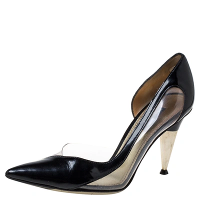 Pre-owned Dolce & Gabbana Black Patent Leather And Pvc Pointed Toe Pumps Size 37