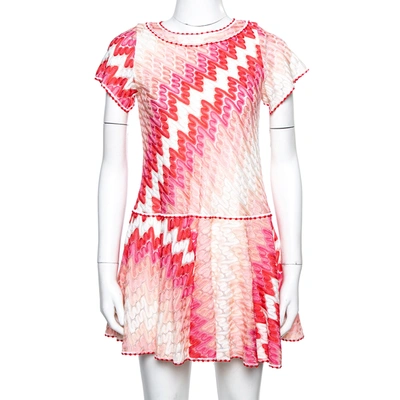 Pre-owned Missoni Pink Patterned Knit Skater Dress L