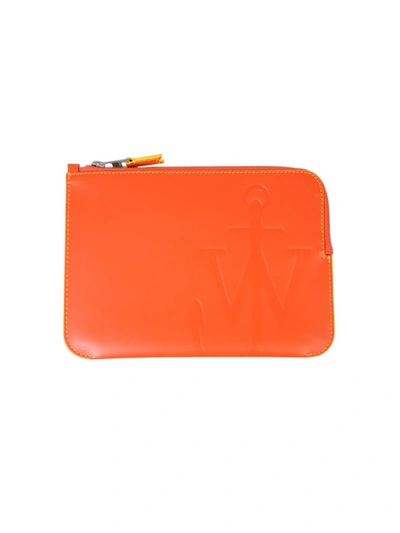 Jw Anderson Anchor Orange Leather Clutch In Red