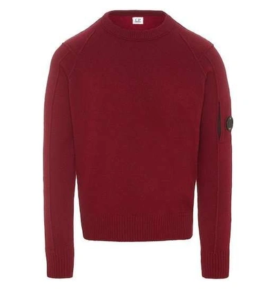 C.p. Company Arm Lens Lambswool Crew Knit Beet Red