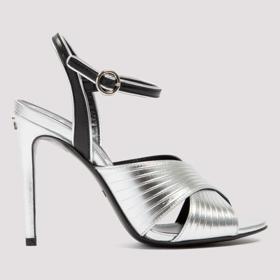 Gucci Ankle Strap Heel Sandals In Silver