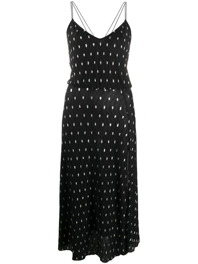 Rotate Birger Christensen Arizona Polka Dot Recycled Viscose Dress In Black Combo