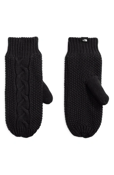 The North Face Minna Cable Knit Mittens In Tnf Black