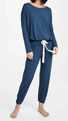 Eberjey Gisele Jersey Knit Slouchy Pajamas In Navy/ivory