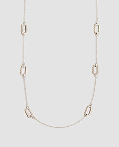 Ann Taylor Cabochon Link Station Necklace In Silver