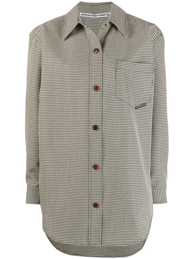 Alexander Wang Oversized Houndstooth Wool-blend Shirt Jacket In Black