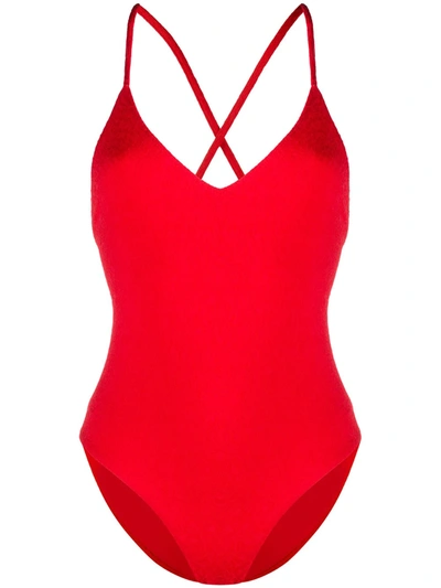 Mara Hoffman Emma Crisscross Straps One-piece Swimsuit In Red