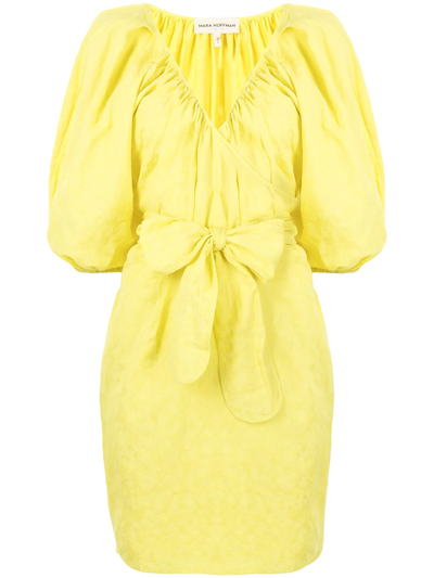 Mara Hoffman + Net Sustain Coletta Organic Cotton And Linen-blend Mini Wrap Dress In Yellow