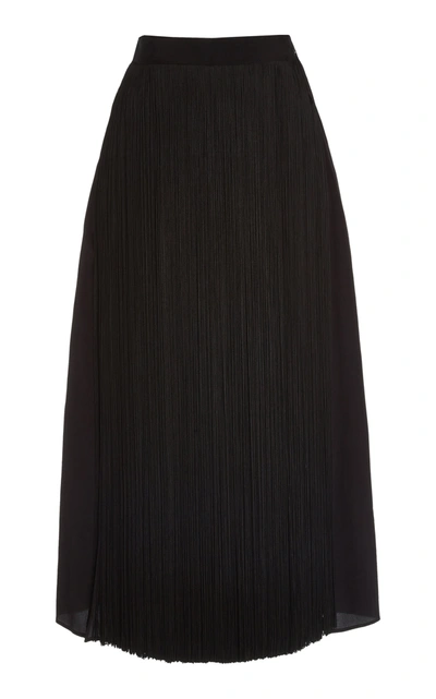 Prada High-rise Fringed Organza Skirt In Black