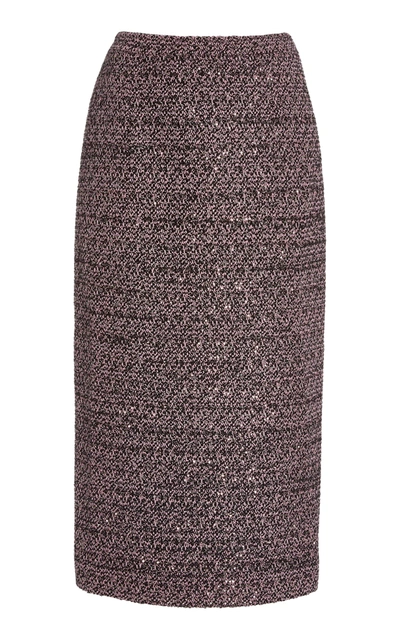 Alessandra Rich Sequined Tweed Midi Pencil Skirt In Multi