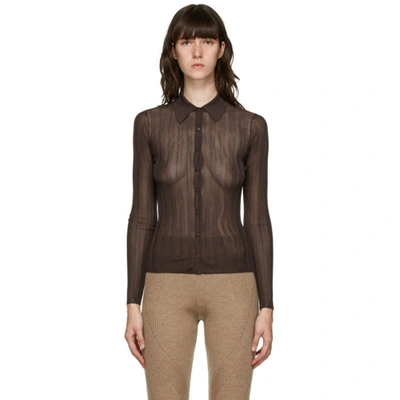 Rag & Bone Pacey Ribbed-knit Shirt In Chocolate