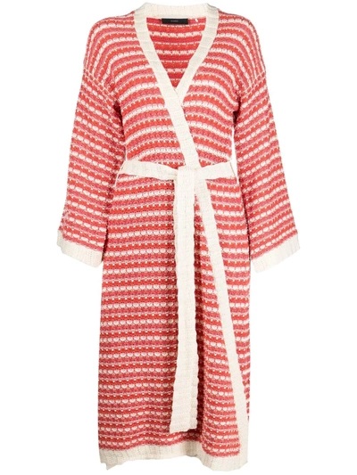 Alanui Desert Summer Knit Cotton Kimono In Pink