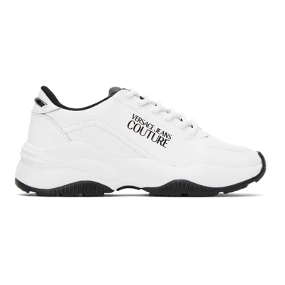 Versace Jeans Couture Low-top Leather Sneakers In E003 Bianco