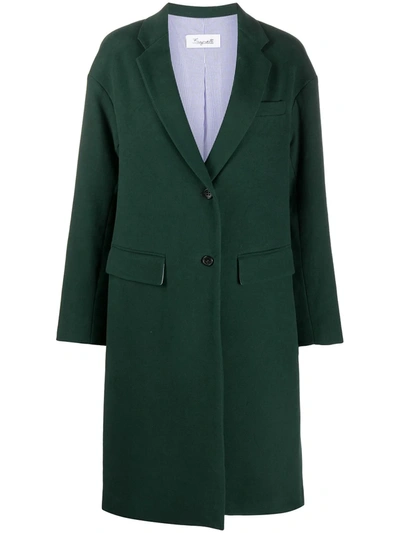 Brag-wette Loose Single-breasted Coat In Green