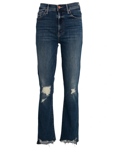 Mother The Insider Distressed High Waist Crop Step Fray Hem Bootcut Jeans In Dancing On Coals