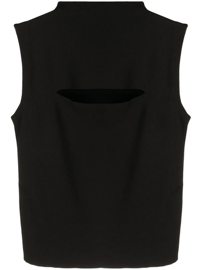 Versace Cut-out Detail High-neck Vest Top In Black