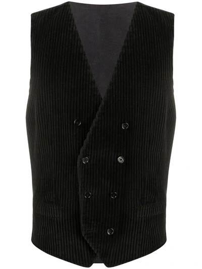 Dolce & Gabbana Corduroy Double-breasted Waistcoat In Black