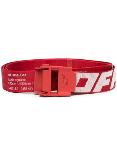 Off-white Industrial Logo Belt In Red