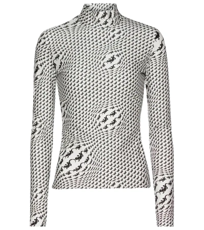 Marine Serre Lizard-print Long-sleeve Top In White,black