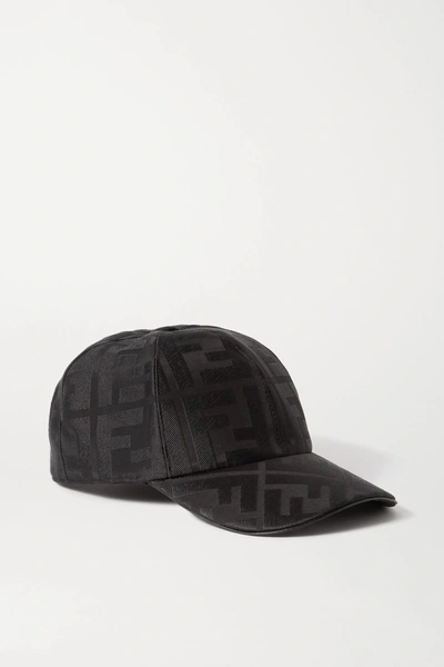 Fendi Silk-jacquard Baseball Cap In Black