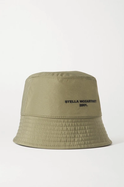 Stella Mccartney Reversible Embroidered Econyl Bucket Hat In Beige