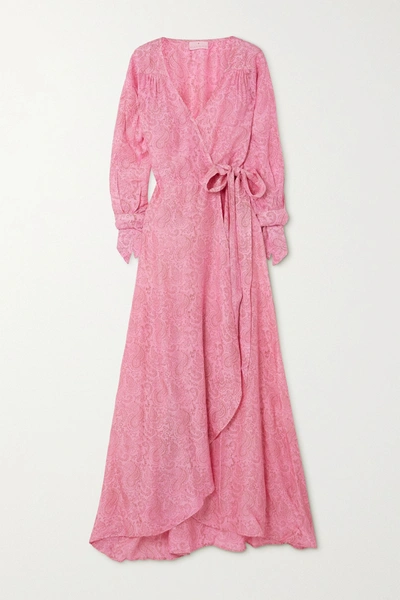 Hannah Artwear + Net Sustain Luna Paisley-print Silk Crepe De Chine Wrap Maxi Dress In Pink