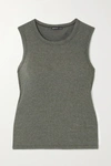 James Perse Ribbed Cotton-blend Jersey Tank In Green